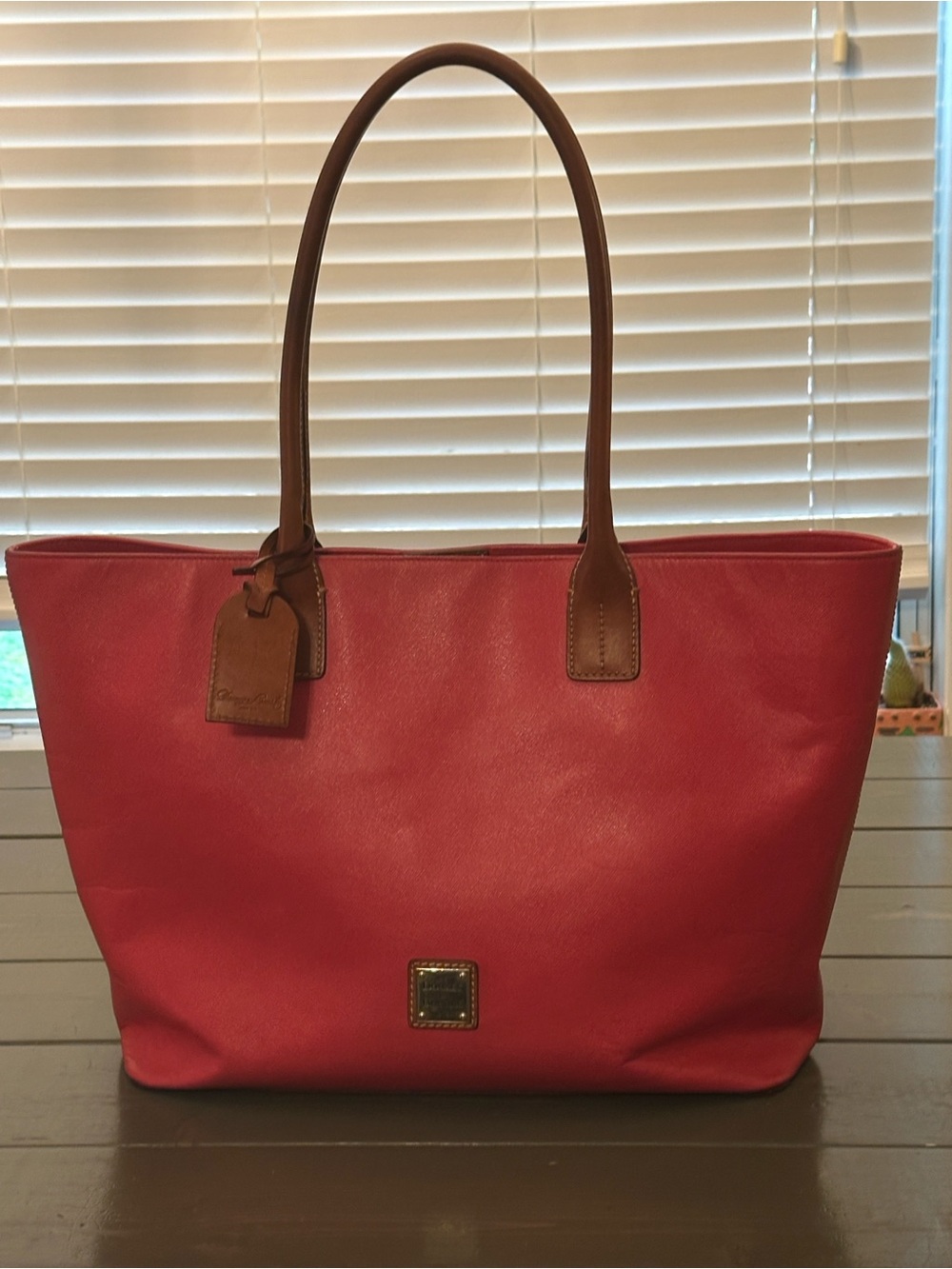 Dooney & Bourke Pink Saffiano Leather Medium Russel Large Tote Bag